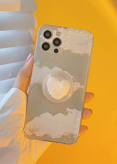 [무배+그립톡] 화이트 구름 스마트톡 아이폰 투명 케이스