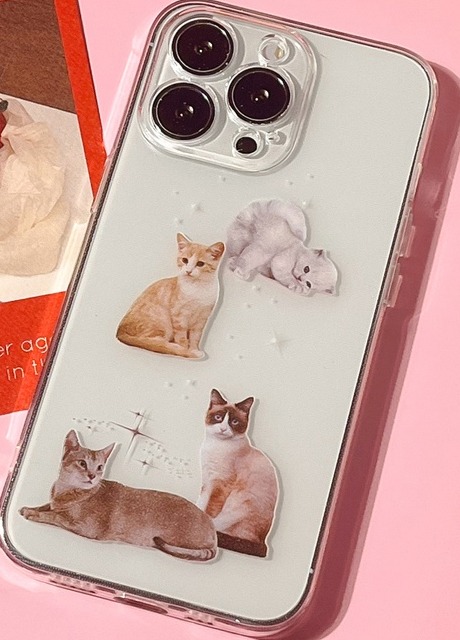 [무배] 키치 빈티지 고양이 아이폰/갤럭시 투명 TPU 케이스